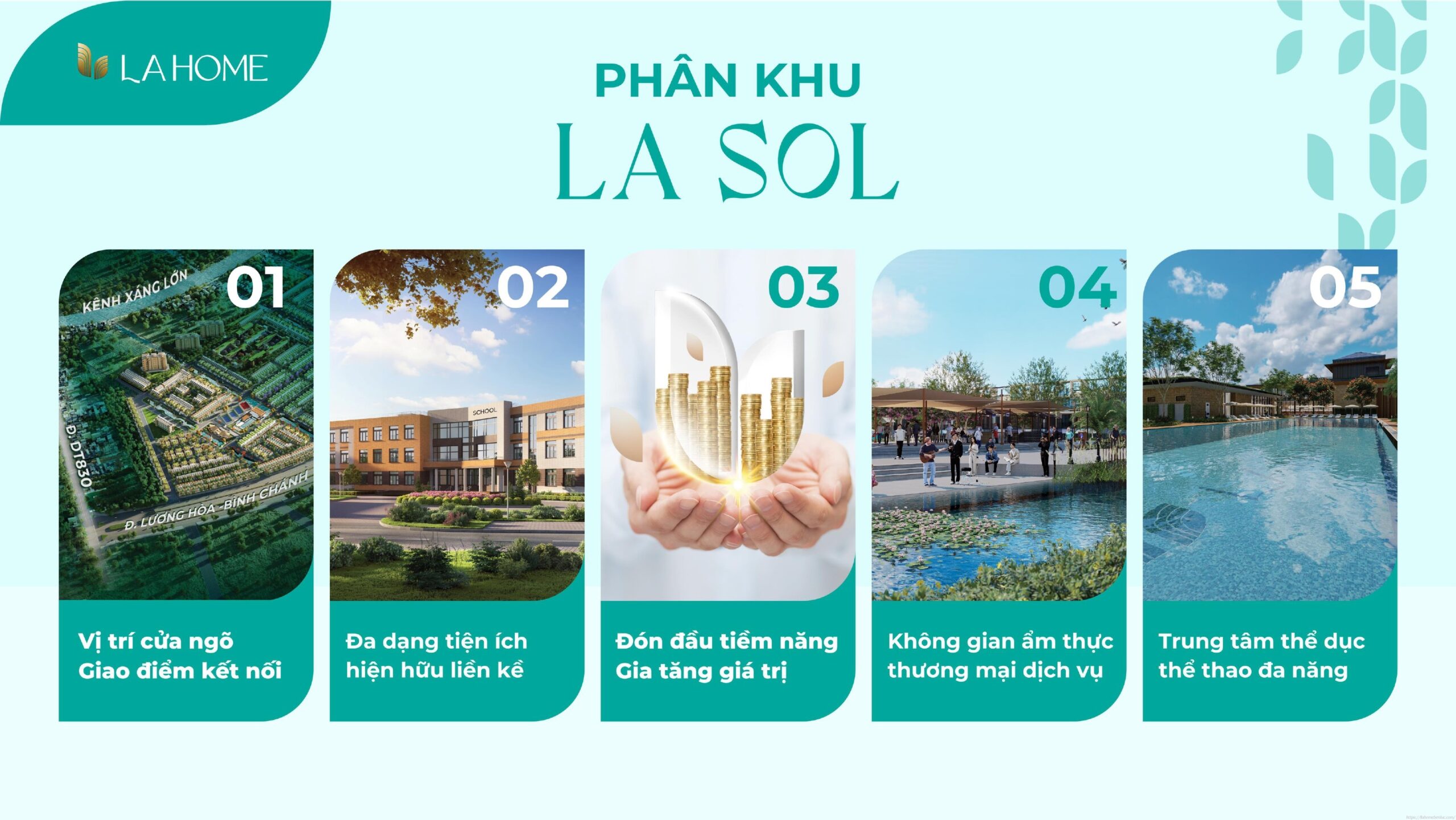 5 đặc điểm phân khu LA Sol - LA Home Bến Lức