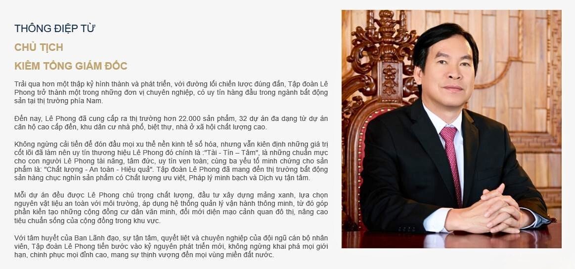 Lời phát biểu của Chủ tịch Hội đồng quản trị đồng thời là Giám đốc điều hành Công ty Lê Phong