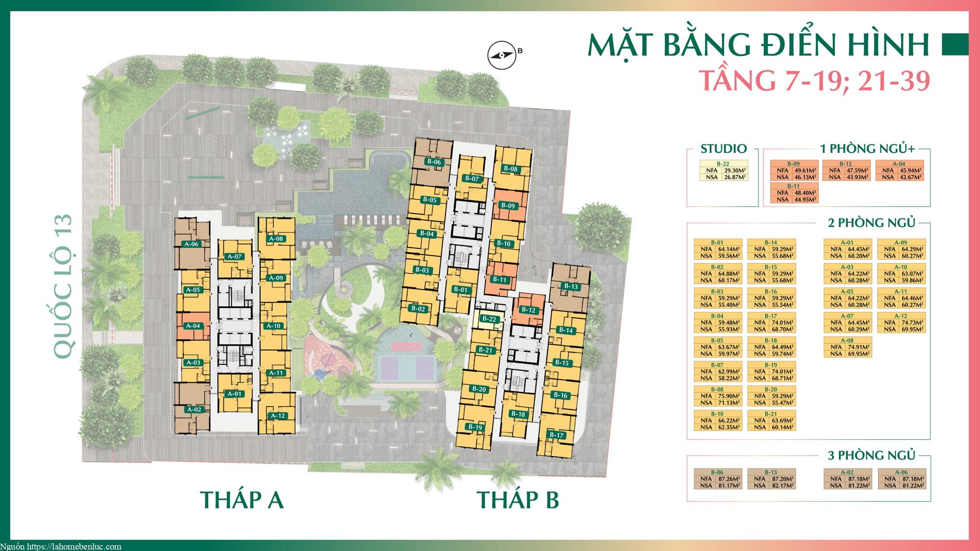 Mặt Bằng The Emerald Boulevard Tầng Điển Hình 7-19 Và 21-39
