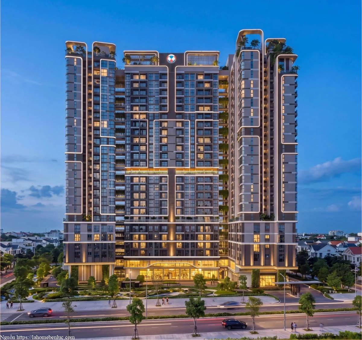 Phối cảnh tòa căn hộ Happy One Elite, khối nhà và cảnh quan xung quanh do Vạn Xuân Group