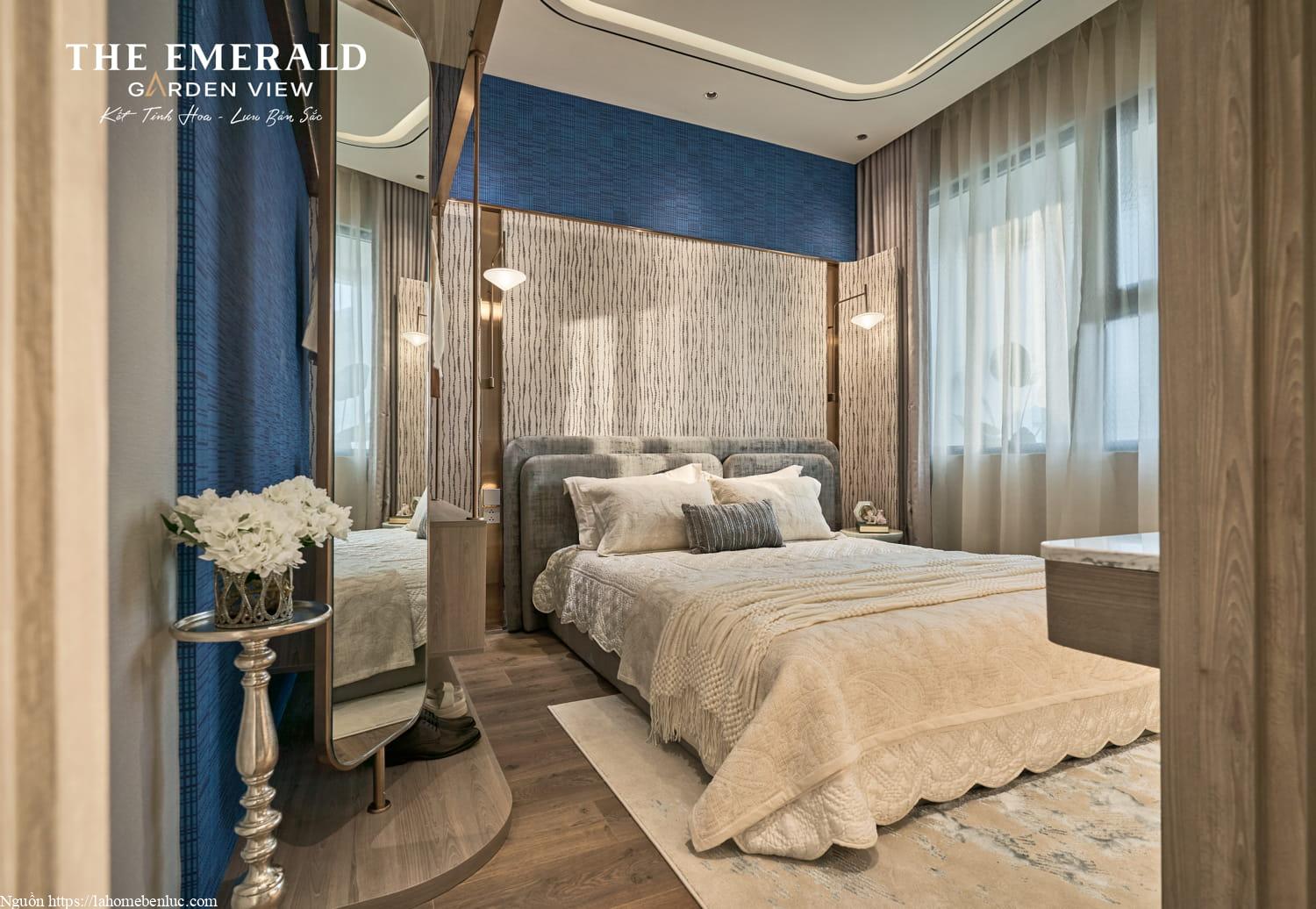 Phòng ngủ mẫu 1PN+1 The Emerald Garden View cửa sổ lớn