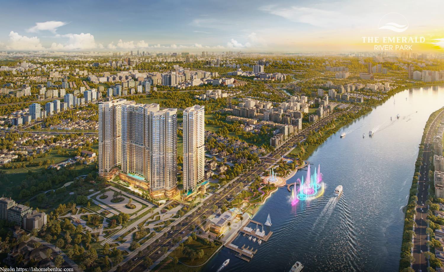 The Emerald River Park, bến du thuyền và quảng trường nhạc nước ven sông Sài Gòn