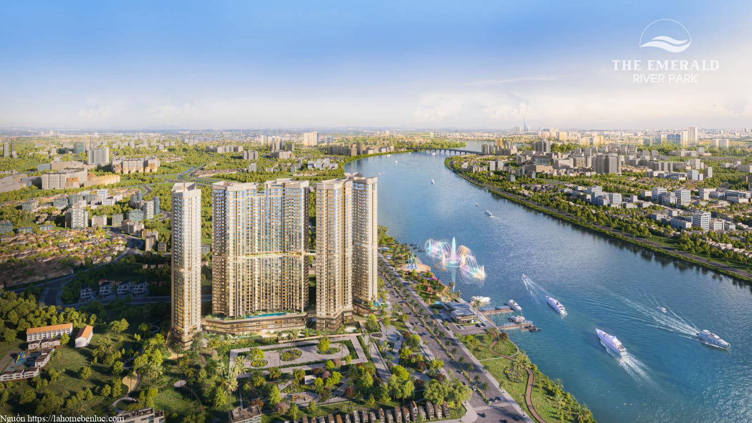 The Emerald River Park ven sông lớn với quảng trường nhạc nước và bến du thuyền