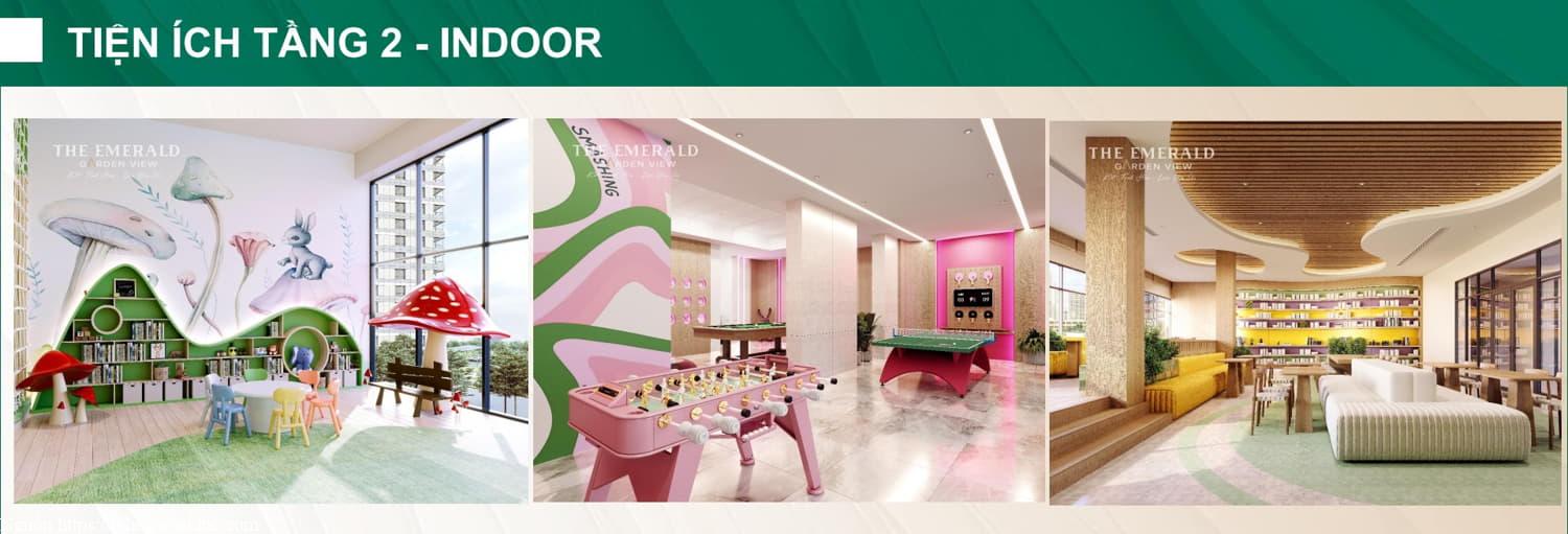 Tiện ích tầng 2 The Emerald Garden View: phòng trẻ em, khu chơi kết nối, thư viện, không gian co-working