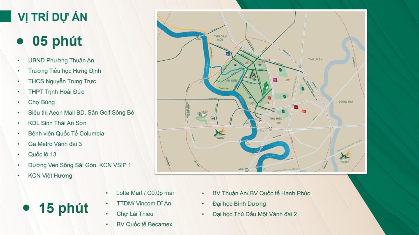 Vị trí The Emerald Garden View liên kết tiện ích khu vực trường học, bệnh viện, siêu thị